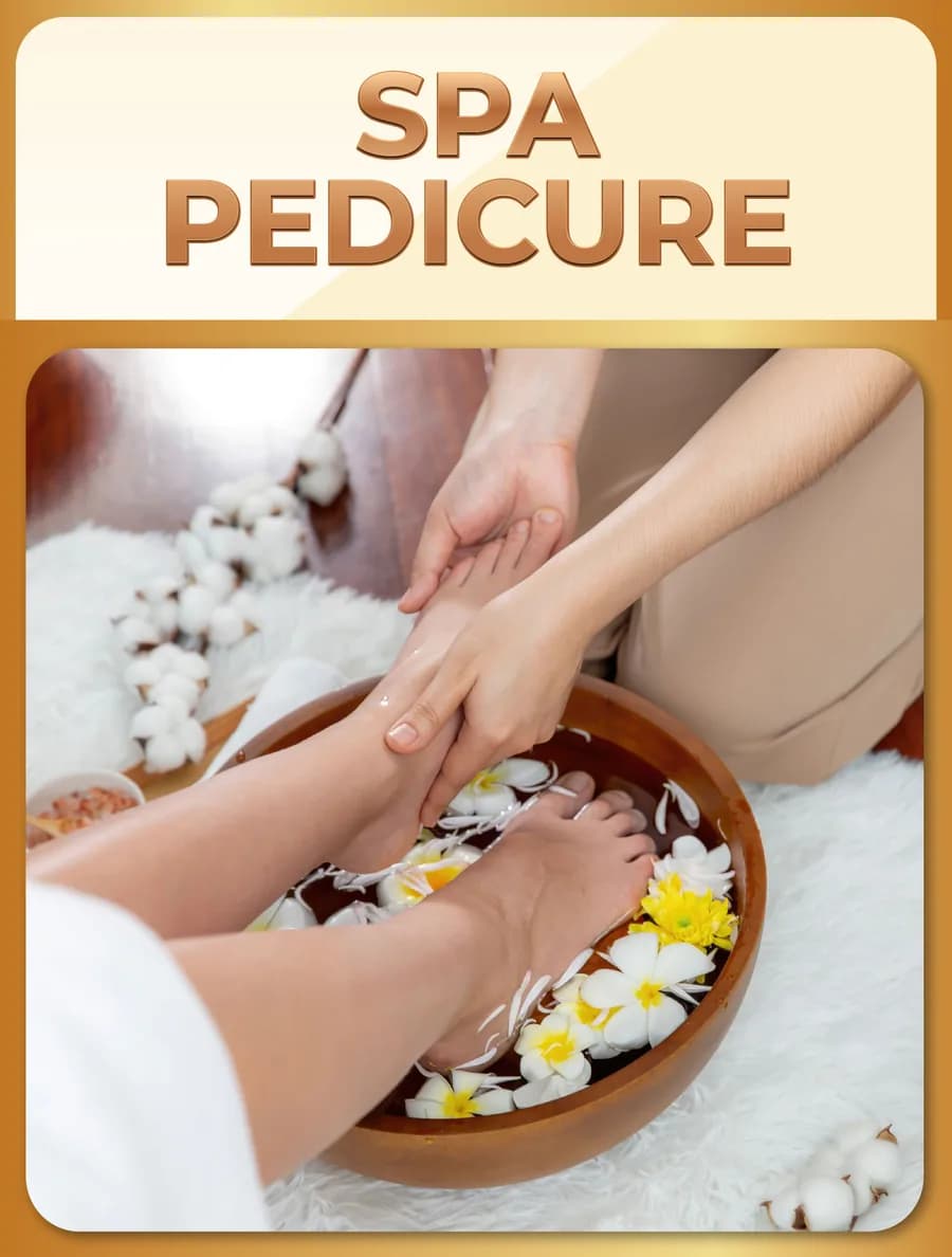 Spa pedicure service — flower foot soak at Belle Palace Marlton