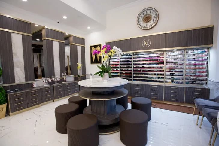 Gel polish colour wall at Belle Palace Nail Spa