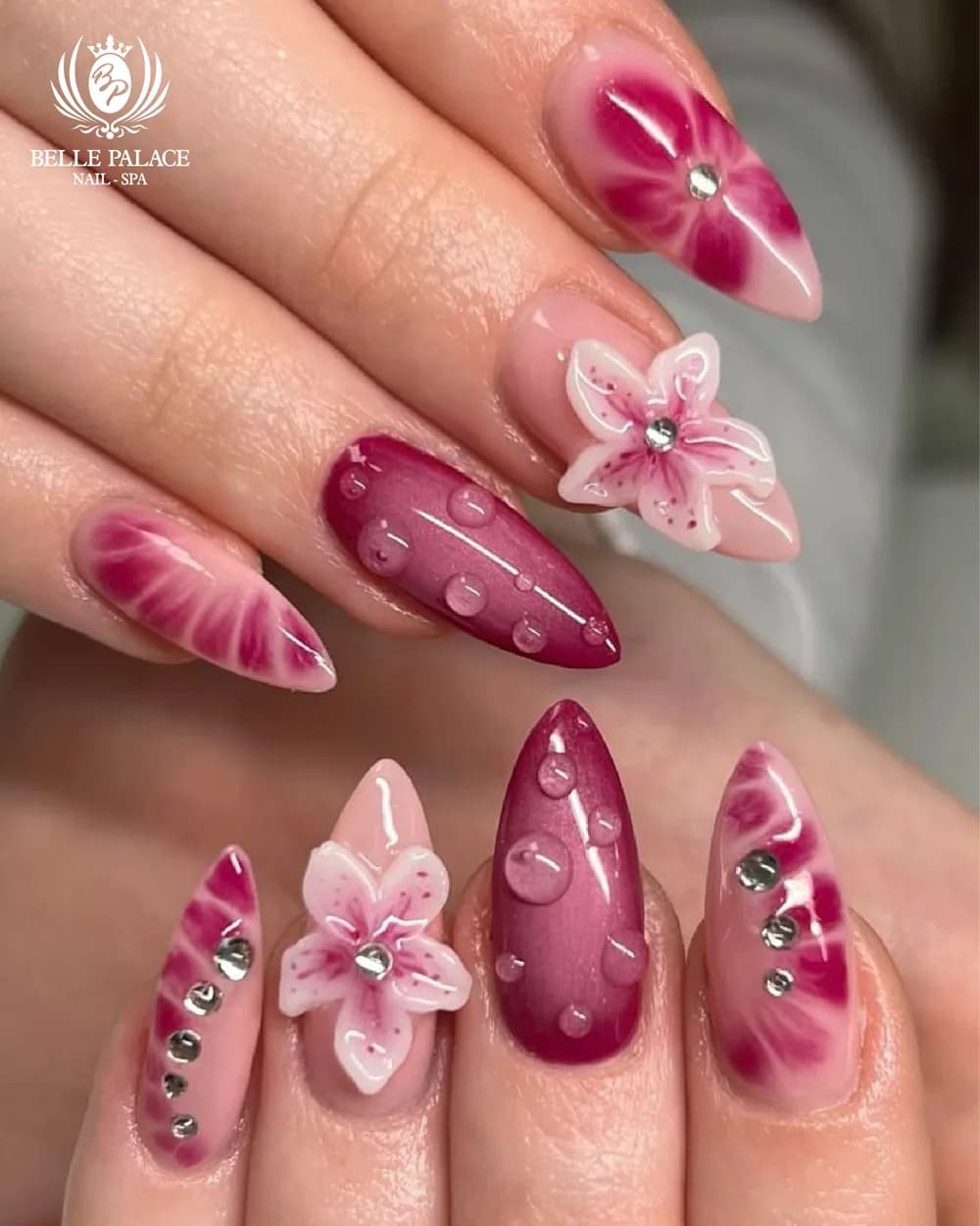 White nails with silver glitter tips by Belle Palace Nail Spa